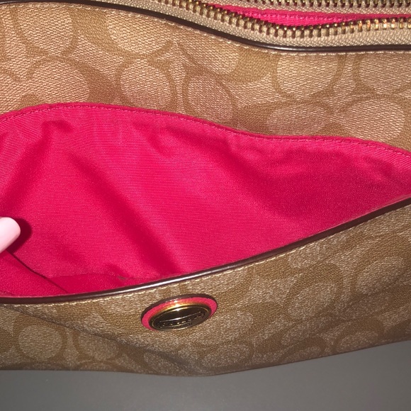 Tan and Pink Coach Purse - Picture 3 of 8